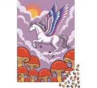 1000 Piece Jigsaw Puzzle for Adults, Pegasus Flying Over Mushrooms, 70x50cm/1000pcs, Festive Gift Idea, Winter Indoor Activity And Holiday Downtime