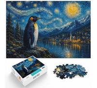 1000 Piece Jigsaw Puzzle for Adults, Penguin Under Starry Night | For adults who enjoy jigsaws: 1000-piece jigsaw puzzle for adults; with 1000 pieces to keep the challenge engaging.