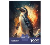 1000 Piece Jigsaw Puzzle for Adults, Penguin with Fiery Aura Artwork, Relaxing Puzzle Experience, Gift for Adults, Premium Puzzle Pieces, 70x50cm/1000pcs
