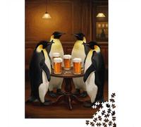 1000 Piece Jigsaw Puzzle for Adults, Penguins Drinking Beer at the Pub