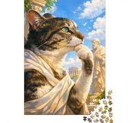 1000-Piece Jigsaw Puzzle for Adults, Philosopher Cat in Ancient Greece, 52x38cm/1000pcs, Winter Indoor Activity, Quiet Evening Leisure And Time at Home