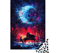 1000 Piece Jigsaw Puzzle for Adults, Piano Under A Cosmic Moon, 52x38cm/1000pcs, Indoor Puzzle Activity, Quiet Evening Leisure And Cosy Evenings