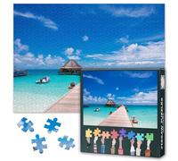 1000 Piece Jigsaw Puzzle for Adults Pier to Tropical Island Vacation Getaway Ocean View Scenic Landscape Beach Paradise Relaxing Challenge Coastal Wall Decor Gift Idea 27.5 x 19.7 Inches
