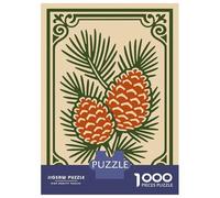 1000 Piece Jigsaw Puzzle for Adults, Pine Cones Illustration with Decorative Border Artwork, Challenging Brain Teaser, Festive Season Fun, Durable Puzzle Pieces, 70x50cm/1000pcs