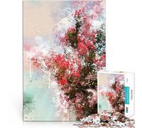 1000 Piece Jigsaw Puzzle for Adults Pink Flowers tree rough sketch watercolor painting DIY-Spielzeug Perfekte Dekoration38x26cm