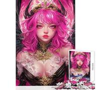 1000 Piece Jigsaw Puzzle for Adults Pink-Haired Fantasy Queen Anime Fun Interactive Family Experience Wonderful Holiday Giftsing Choice (38x26cm)