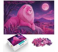 1000 Piece Jigsaw Puzzle for Adults, Pink Lion in a Forest Illustration | For relaxed weekends: Adult jigsaw puzzle with 1000 pieces is designed for steady progress over longer sessions.