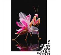 1000-Piece Jigsaw Puzzle for Adults, Pink Orchid Mantis Macro Photography, 52x38cm/1000pcs, Screen-Free Family Time, Weekend Leisure And Weekend Downtime