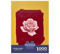 1000 Piece Jigsaw Puzzle for Adults Pink Rose on Red And Yellow Teenager Puzzles Family Games Difficult Hard Parent-child Interaction 38x26cm/1000pcs
