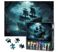 1000 Piece Jigsaw Puzzle for Adults Pirate Ghost Ship Sailing at Sunset Mysterious Ocean Adventure Dark Waves Challenging Puzzle Art Wall Decor Gift 27.5x19.7 Inches