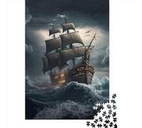 1000 Piece Jigsaw Puzzle for Adults Pirate Ship Puzzles 1000 Pieces Wooden Board Jigsaw- Relax Puzzles Games-Brain Teaser Puzzle 1000pcs (75x50cm)