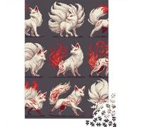 1000-Piece Jigsaw Puzzle for Adults, Pixel Art Foxes Collection, 38x26cm/1000pcs; A Calm After-work Activity; Smooth White Cardboard Pieces