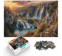 1000 Piece Jigsaw Puzzle for Adults, Plitvice Lakes National Park Waterfall | Adult jigsaw puzzle with 1000 pieces; suits calm, screen-free leisure; for Christmas, winter weekends and New Year leisure.