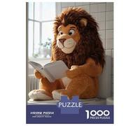 1000 Piece Jigsaw Puzzle for Adults Plush Lion Reading on Toilet Puzzles for Adults Toy Wall Decor Presents for Women Difficult And Challenge 38x26cm/1000pcs