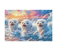 1000 Piece Jigsaw Puzzle for Adults Polar Bear Cubs Snowy 75x50cm Stress Relief Puzzle for Office Workers Great for After Work Unwind Relaxation Hobby Gift