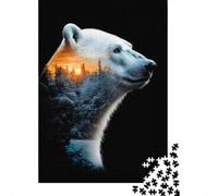 1000 Piece Jigsaw Puzzle for Adults, Polar Bear Double Exposure