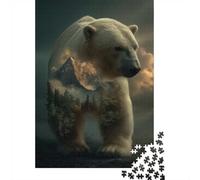 1000 Piece Jigsaw Puzzle for Adults, Polar Bear Landscape Double Exposure, 52x38cm/1000pcs, Shared Puzzle Activity, Relaxing Evenings And Weekend Downtime