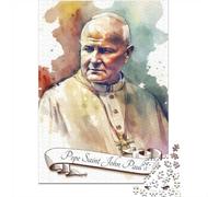 1000 Piece Jigsaw Puzzle for Adults, Pope Saint John Paul II Watercolor