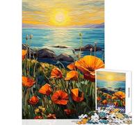 1000 Piece Jigsaw Puzzle for Adults Poppies And Ocean Fun Games Stress Reliever Home Decoration Toys Enhance Love between Couples (38x52cm)