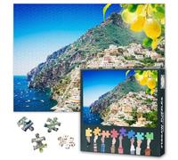 1000 Piece Jigsaw Puzzle for Adults Positano Italy Scenic Coastal Town Landscape Vintage Italian Resort Lemon Grove Travel Art Puzzle 27.5x19.7 Inch