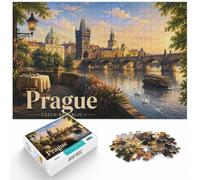 1000 Piece Jigsaw Puzzle for Adults, Prague Cityscape with Charles Bridge | For quiet evenings: Adult jigsaw puzzle with 1000 pieces; when a calm, focused hobby suits the moment.