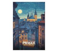 1000 Piece Jigsaw Puzzle for Adults, Prague Czech Republic Night Cityscape