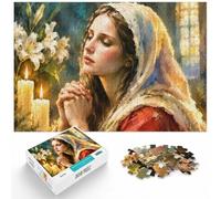 1000 Piece Jigsaw Puzzle for Adults, Praying Woman White Lilies Candles | For relaxed after-work puzzle time: Adult jigsaw puzzle with 1000 pieces; for a satisfying activity at home.