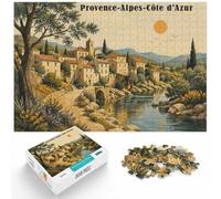 1000 Piece Jigsaw Puzzle for Adults, Provence-Alpes-Côte dAzur Illustration | For screen-free leisure: Adult jigsaw puzzle with 1000 pieces offers a classic jigsaw experience for home leisure.