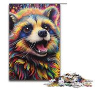 1000 Piece Jigsaw Puzzle for Adults Psychedelic Animal Raccoon Puzzle Game,Perfect Decoration for Teens Age 14 Years Up 300 PCS