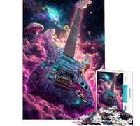 1000 Piece Jigsaw Puzzle for Adults Psychedelic Guitar Cosmos 1000 Piece Jigsaw Educational Game Gifts for Women Men Suitable for Couples (Size 38x26cm)