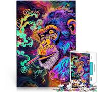 1000 Piece Jigsaw Puzzle for Adults Psychedelic Monkey Smoking Blunt Entspannungsspiele Geschenkideen52x38cm