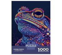 1000 Piece Jigsaw Puzzle for Adults, Psychedelic Neon Toad Artwork, Stress Relief Activity, Seasonal Gift Choice, Premium Puzzle Pieces, 38x26cm/1000pcs