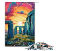 1000 Piece Jigsaw Puzzle for Adults Psychedelic Stonehenge at Night Jigsaw for Educational Game Challenge Toy Artwork Gift 1000 PCS(38x26cm)