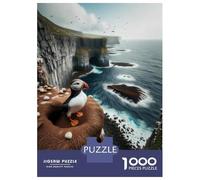 1000 Piece Jigsaw Puzzle for Adults Puffin on Cliffside with Ocean View Puzzles for Adults Family Game A Work of Art Unique Gifts for Birthday And Christmas 52x38cm/1000pcs