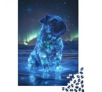 1000-Piece Jigsaw Puzzle for Adults, Pug in The Aurora Borealis, 52x38cm/1000pcs, Relaxing Winter Hobby, Home Relaxation And Puzzle Lover Downtime