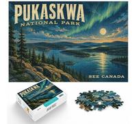 1000 Piece Jigsaw Puzzle for Adults, Pukaskwa National Park Vintage Poster | For patient puzzlers who like detailed images, this adult jigsaw puzzle with 1000 pieces fits a regular jigsaw hobby.