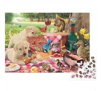 1000 Piece Jigsaw Puzzle for Adults, Puppies Picnic Ducks Squirrel