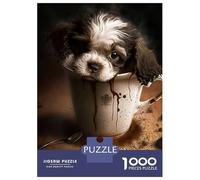 1000 Piece Jigsaw Puzzle for Adults Puppy Dog Coffee Puzzles for Adults Relaxing Games Pattern Assembly for Is Ideal As A Gift 38x26cm/1000pcs