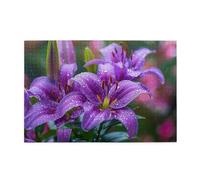 1000 Piece Jigsaw Puzzle for Adults,Purple Lily Flowers, Puzzles with Letters on Back, Challenging Puzzle for Game Night Home Décor, 19.7 x 29.5