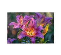 1000 Piece Jigsaw Puzzle for Adults,Purple Lily Flowers, Puzzles with Letters on Back, Challenging Puzzle for Game Night Home Décor, 19.7 x 29.5