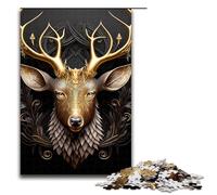 1000 Piece Jigsaw Puzzle for Adults Queen Deer Golden Art Deco Jigsaw for Educational Game Challenge Toy Artwork Gift 1000 PCS