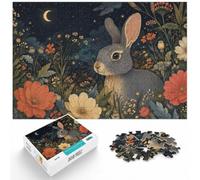 1000 Piece Jigsaw Puzzle for Adults, Rabbit in a Floral Garden | For after-work downtime: Adult jigsaw puzzle with 1000 pieces; with the complete challenge to keep the challenge engaging.