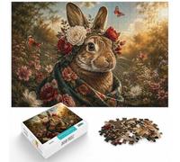 1000 Piece Jigsaw Puzzle for Adults, Rabbit with Flowers | As a Christmas gift idea, this adult jigsaw puzzle with 1000 pieces suits quiet moments between celebrations.