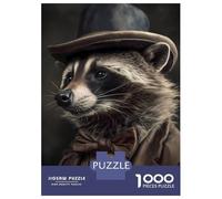1000 Piece Jigsaw Puzzle for Adults Raccoon Vintage Puzzles for Adults Relaxing Games Pattern Assembly for Is Ideal As A Gift 38x26cm/1000pcs