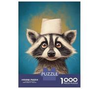1000 Piece Jigsaw Puzzle for Adults Raccoon with A Hat Jigsaw for Adults Hands-on Game Improve Memory Birthday And Unique Gifts 38x26cm/1000pcs
