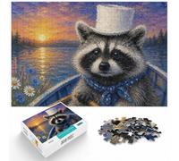 1000 Piece Jigsaw Puzzle for Adults, Raccoon with Toilet Paper Hat Painting | For a puzzle gift at Christmas, this adult jigsaw puzzle with 1000 pieces suits quiet moments between celebrations.