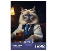 1000 Piece Jigsaw Puzzle for Adults Ragdoll Cat in The Pub Teenager Puzzles Relaxing Games Enhance Memory Unique Gifts for Birthday And Christmas 52x38cm/1000pcs