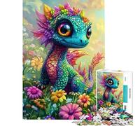 1000 Piece Jigsaw Puzzle for Adults Rainbow Dragon in Flower Field Jigsaw Puzzle Hands-on Game Pattern Assembly Parent-child Interaction (Size 50x75cm)
