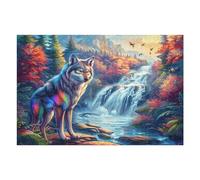 1000 Piece Jigsaw Puzzle for Adults Rainbow Wolf Waterfall 1000 PCS 75x50cm Relaxing Hobby Puzzle Great for Daily Leisure Time Reduce Stress Improve Mood Daily Gift