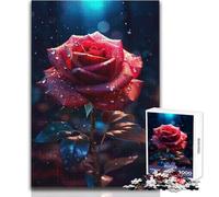 1000 Piece Jigsaw Puzzle for Adults Rainy Red Rose Flower Perfect for Calm Leisure Hours High Grade Precise Cut Play Toy Size 50x75cm